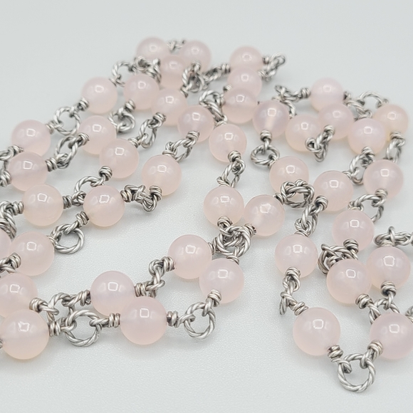 David Yurman Bijoux Rose Quartz Cable Link Necklace - Picture 8 of 8